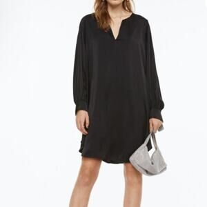 H&M Black Long Sleeve Shift V-Neck Dress